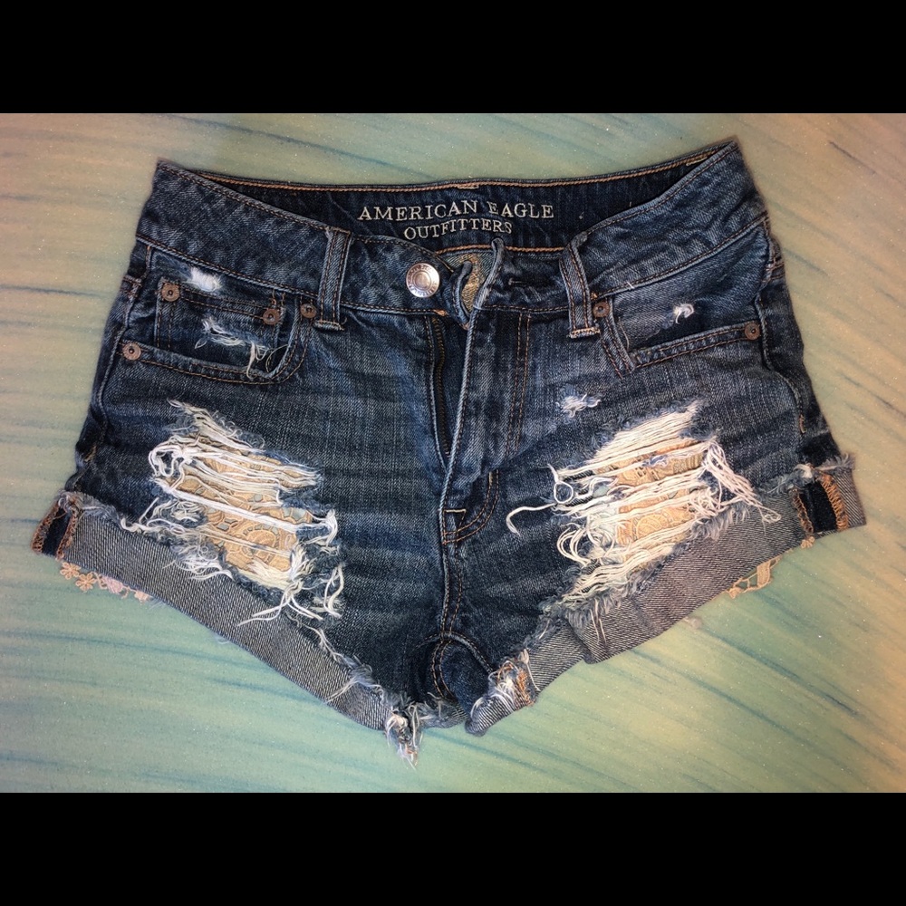 American eagle, high waisted festival shorts